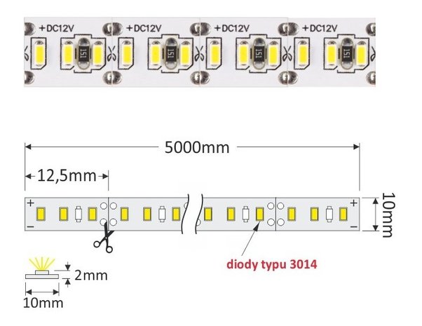 LED STRIP PREMIUM 240-LED/M. 12V/DC 18W/M. 3000K 